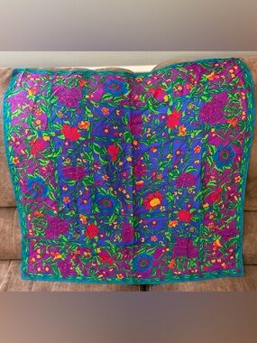 Vintage Liz Claiborne Vibrant Silk Scarf 30" Square